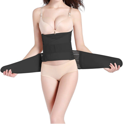 3 in 1 Postpartum Belly Band Support Recovery wrap Belly/Waist/Pelvis Belts Girdles for Women Waist Trainer Shapewear (Black)