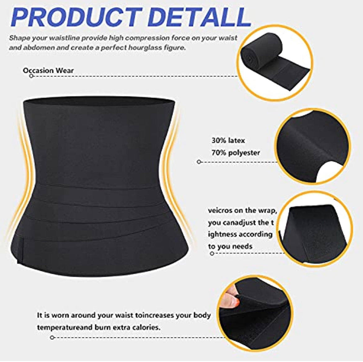 Waist Trimmer for Women, Invisible Wrap Waist Trainer Tape,Shaper Belt Adjustable Waist Trimmer